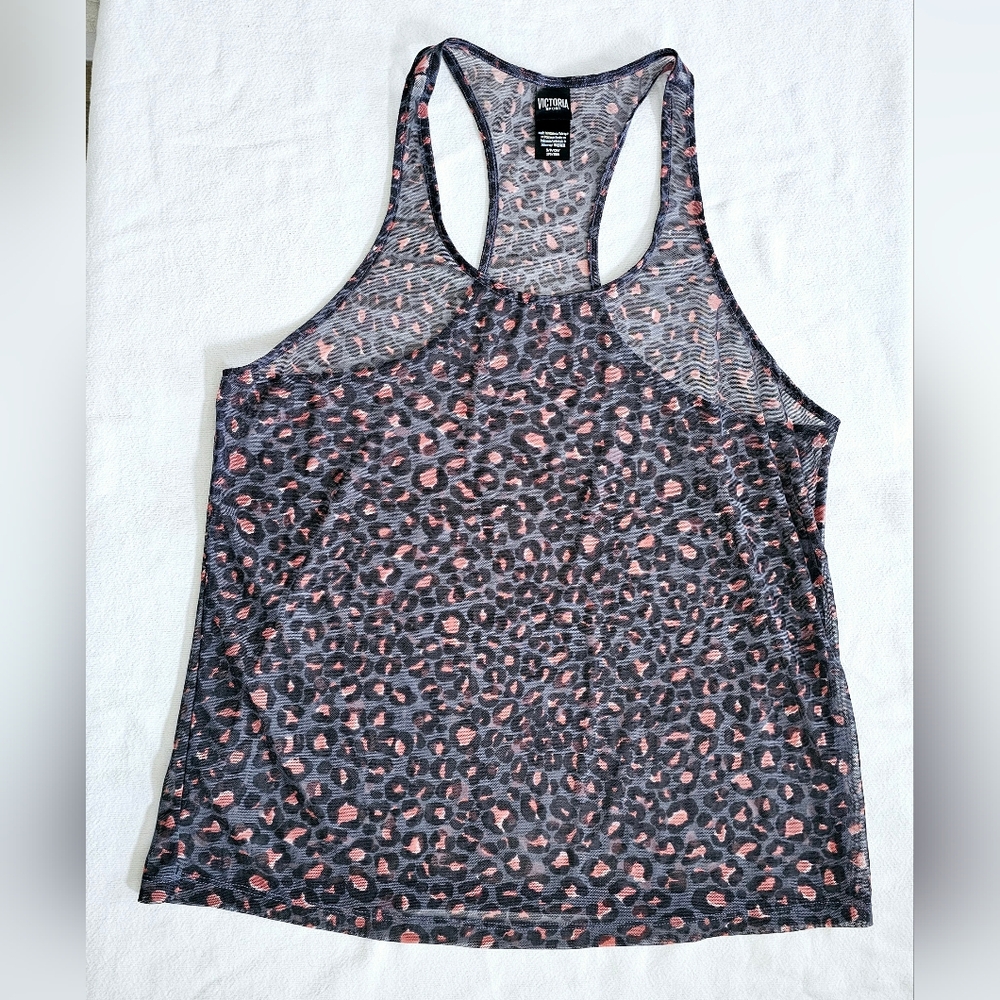 2 Victoria Secret PINK Small Sheer Cami Tank Top Black Pink Grey - Picture 4 of 8